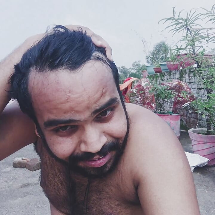 Horny big dick indian boy was playing her cock on terrace