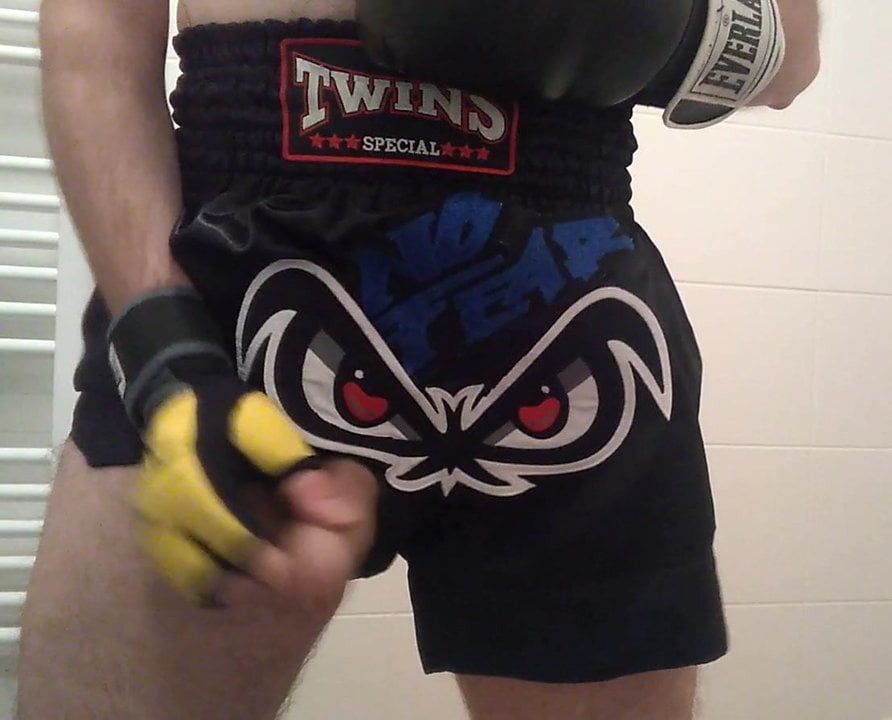 Kickboxer cums