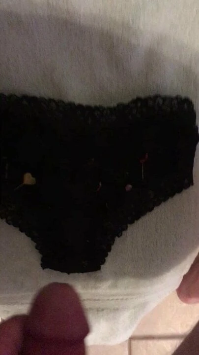 Cumming in my gf black lollipop panties