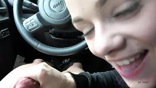 POV elsa jean auto blowjob & handjob! Blondine lutscht, reitet hart und wichst dann massives abspritzen