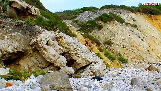 Fucking with the blonde girlfriend by the sea in the cliffs