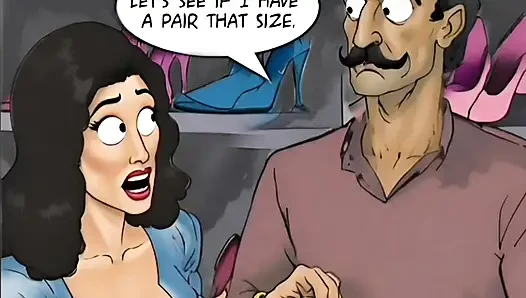 Tidak bersalah untuk dijual. Penjual sepatu jilat bau kaki pelanggan pemalu. Amazing Cartoon Ai