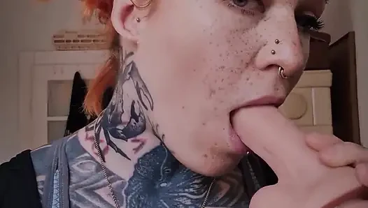 Blowjob on a Realistic Dildo