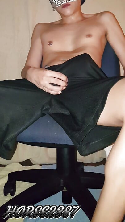 Jerking my huge dick in black shorts