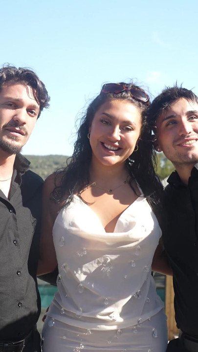 Threesome a Brunette Super After Outdoor Interview