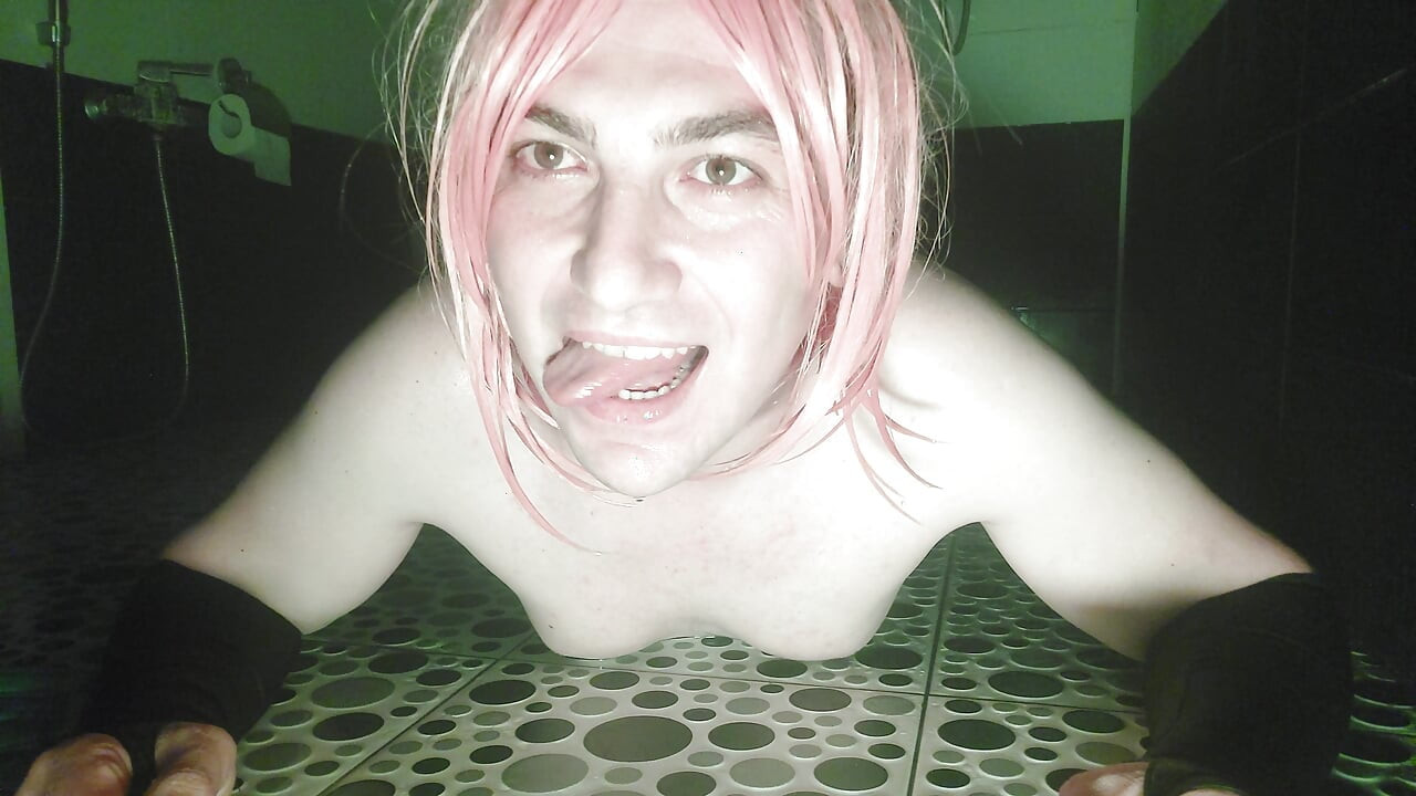 Pretty Femboy Having Bath Colorful Lights Ambience Big Natural Tits