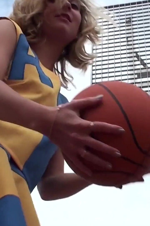 Blonde cheerleader flashing pussy while playing basketball