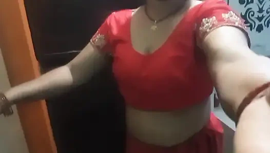 Bhabhi cantik setelah memakai saree yang indah.