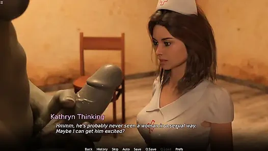 Giant Muscular Guy Jerking Huge Cock Infront Of Sexy Nurse