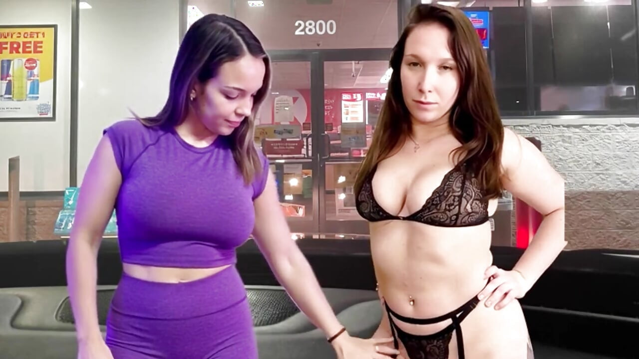 I found my Latina lesbian lover in Columbia and we played around in our bra and panties at a gas station kidding and fondling