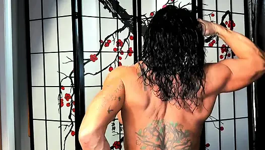 Wet Muscle Stepmommy Flexes & Fucks Dildo Post-workout in Her Thigh Highs