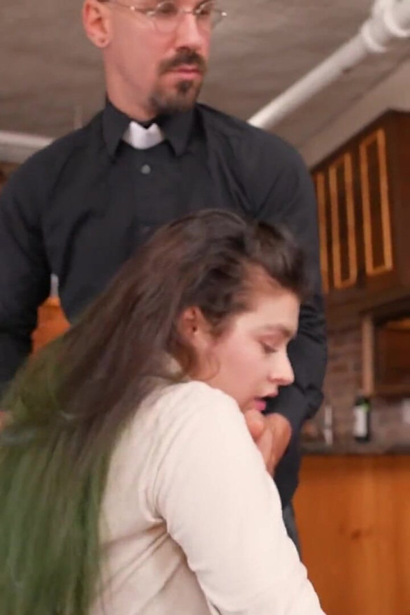 Blow me PoV - A sinner teen sucks her priest to absolve her sins