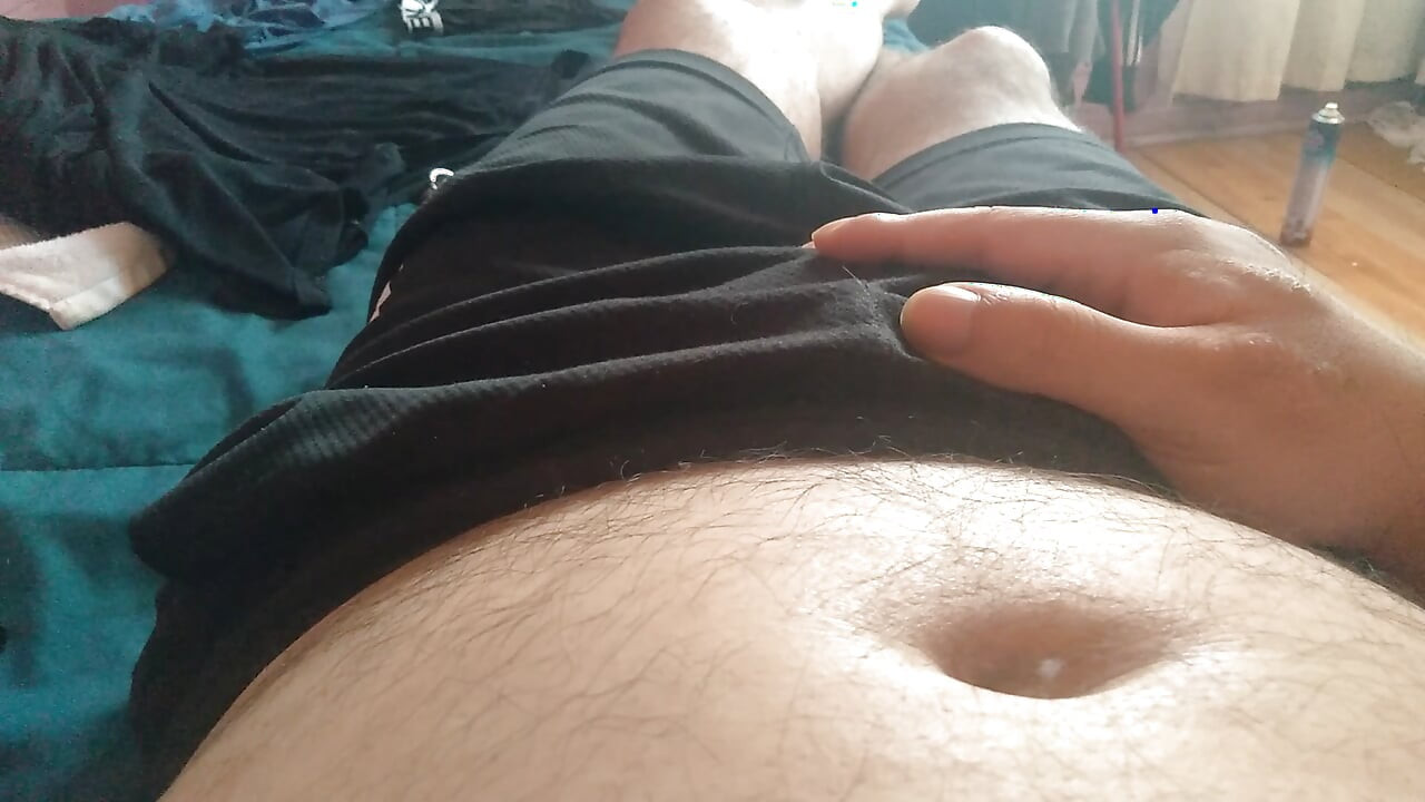 Male enjoys an impressive handjob from a hard cock