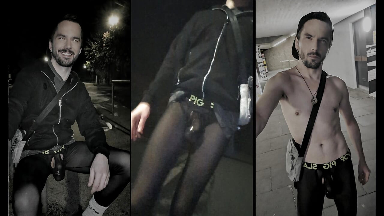 Jalan-jalan di dalam kota dengan legging tembus lihat (Bulge Meggings)