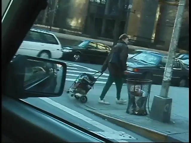 Commuter redhead carpools with creep who debases her in car in city traffic