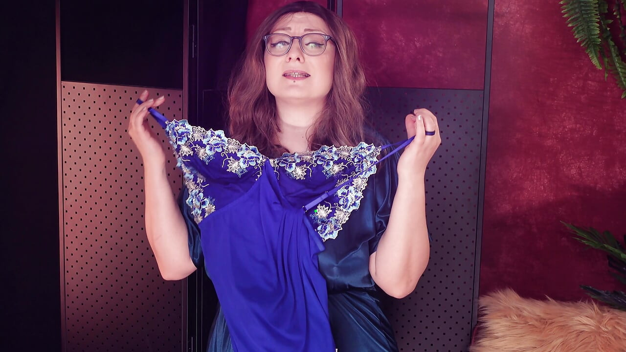 Try on Haul: Babydoll Dress! Curvy MILF in Deep Blue Lingerie! Arya Grander