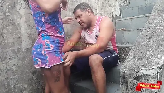 Sex on the Stairs with My Stepdad 100% Anal