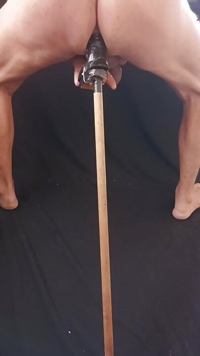 Satisfying my asshole with a dildo enlarged by rough rings