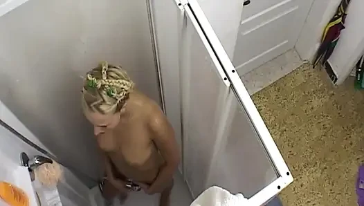 Two Blondes Wet Shower Touching and Body Play