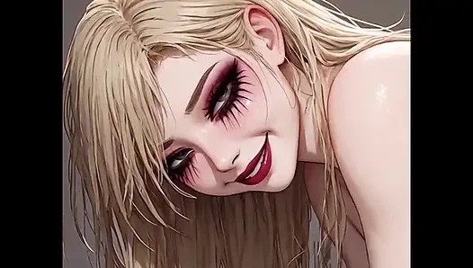 Schöne AI Anime-blondine zeigt ihre vermögenswerte