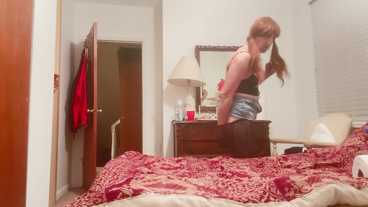 Sissy riding big cucumber