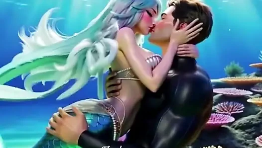 Underwater fantasy where a diver discovers a mesmerizing mermaid
