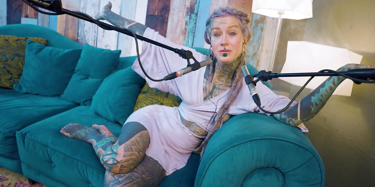 I talk about B - Bordem - ASMR podcast SFW talking goth skinny girl dreadlocks tattoo model inked girl