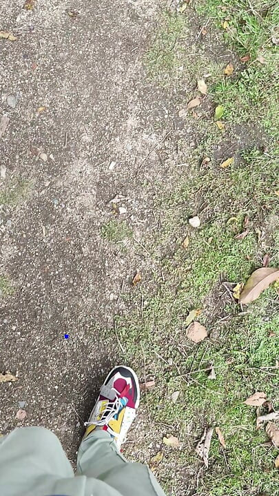 Bulgarian thick cock gets a bulge and spurts cum on a bench in the city park.