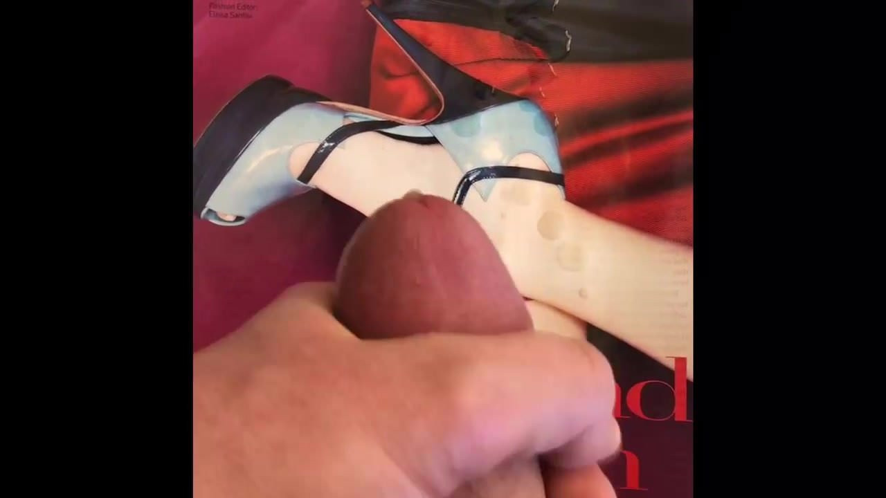 Blue high heel cum tribute
