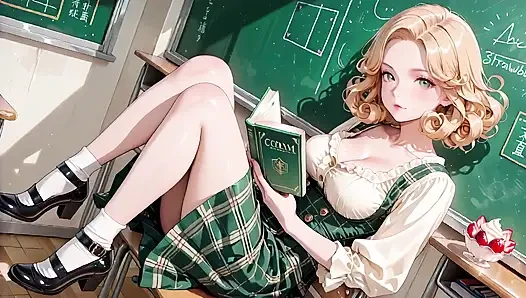 Моментальный жесткий! Блондинка-школьница в униформе намазанная маслом обнаженная мокрая глубокая глотка до оргазма