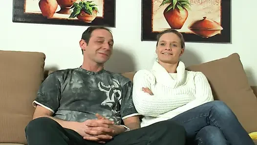 Stunning German sluts sharing big dick in hot threeway