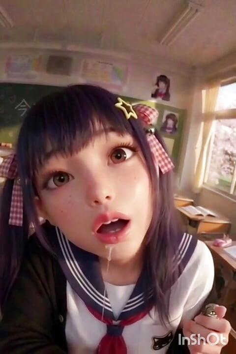 Iskoláslány cosplay (+18) Anime , a szünetben vágyat érez