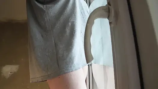 A milf does renovations without panties 1