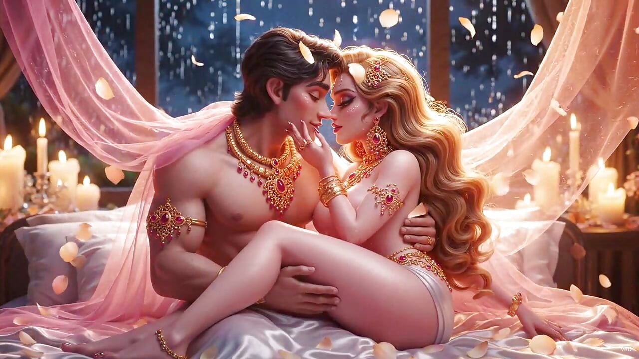 Romantic Desi Couple Bed Pe Soft Intimate Embrace – White Saree Mein Sexy Wife Aur Husband Ki Full Romance