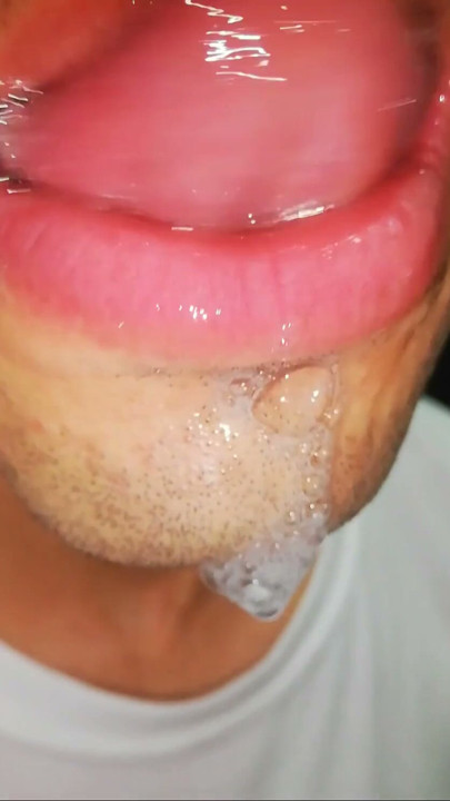 in my mouth, tongue, saliva, tongue, sloopy, sucking, spit fetish, long tongue and drooling close-up | Clip 1