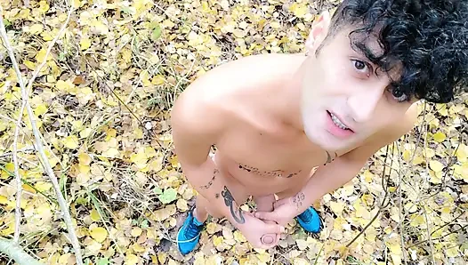 Autumn Forest Intense Jerk off Just in Sneakers