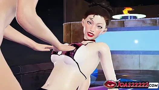 Kojuro kolam renang hentai 3d - pijat tetek besar, vibrator merah muda, jilat memek muncrat