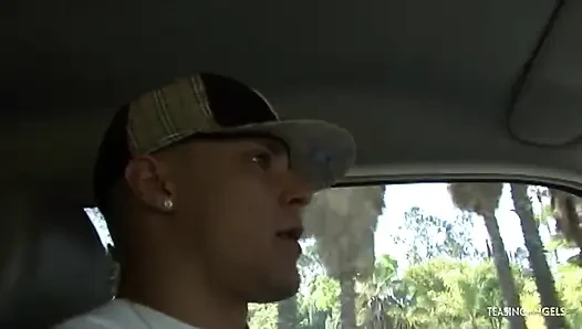 A nice stranger helps the blonde by giving her a ride and pummeling her twat