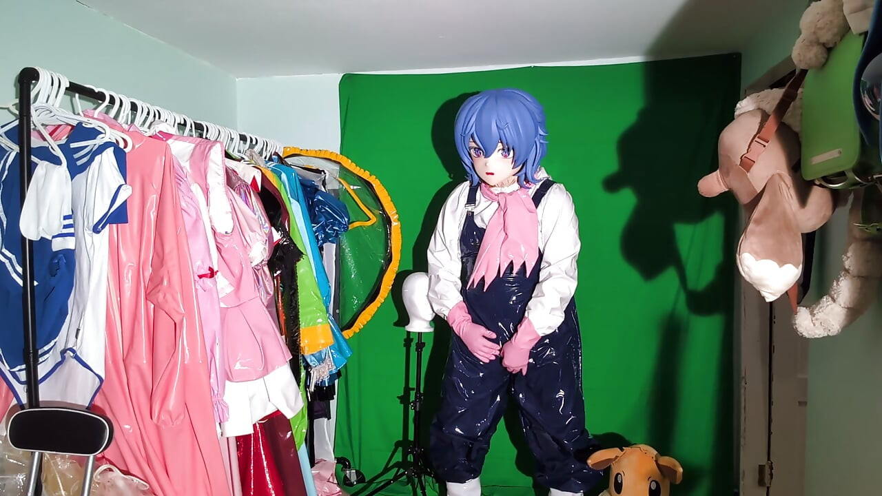 PVC着ぐるみコスプレイヤー庭師コスチュームバイブプレイ