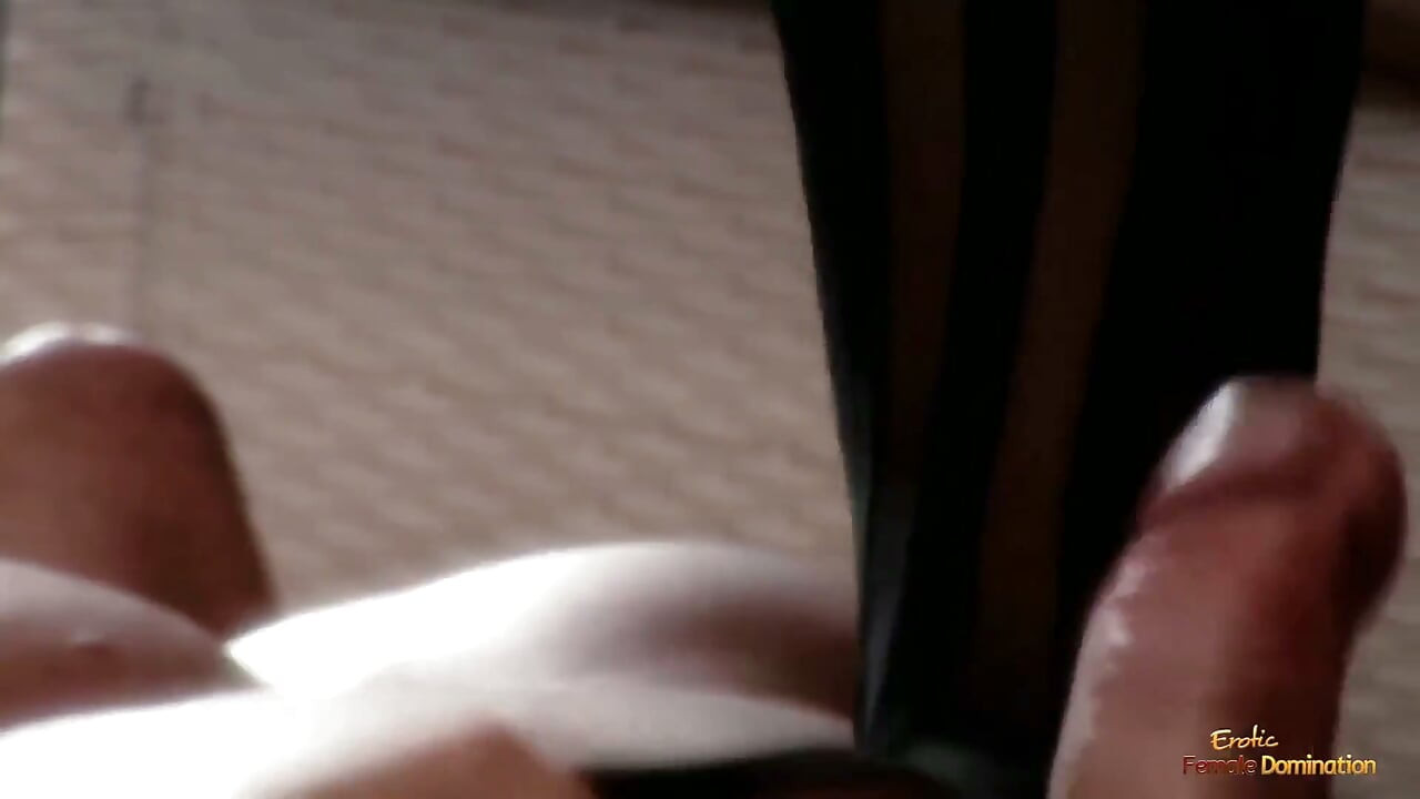 His Deeply Rooted Foot Fetish Made Him Cummed Under Her Beautiful Feet Clad in Stockings