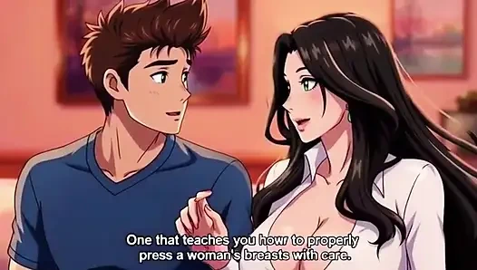 Stiefmutter bringt seinem stiefsohn bei, wie man große natürliche titten 3D Anime verführt