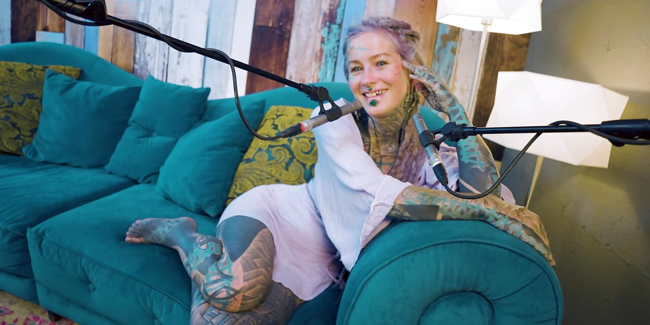 I talk about A - authentic - ASMR - Podcast - Talking - tattoo girl model goth punk dreadlocks