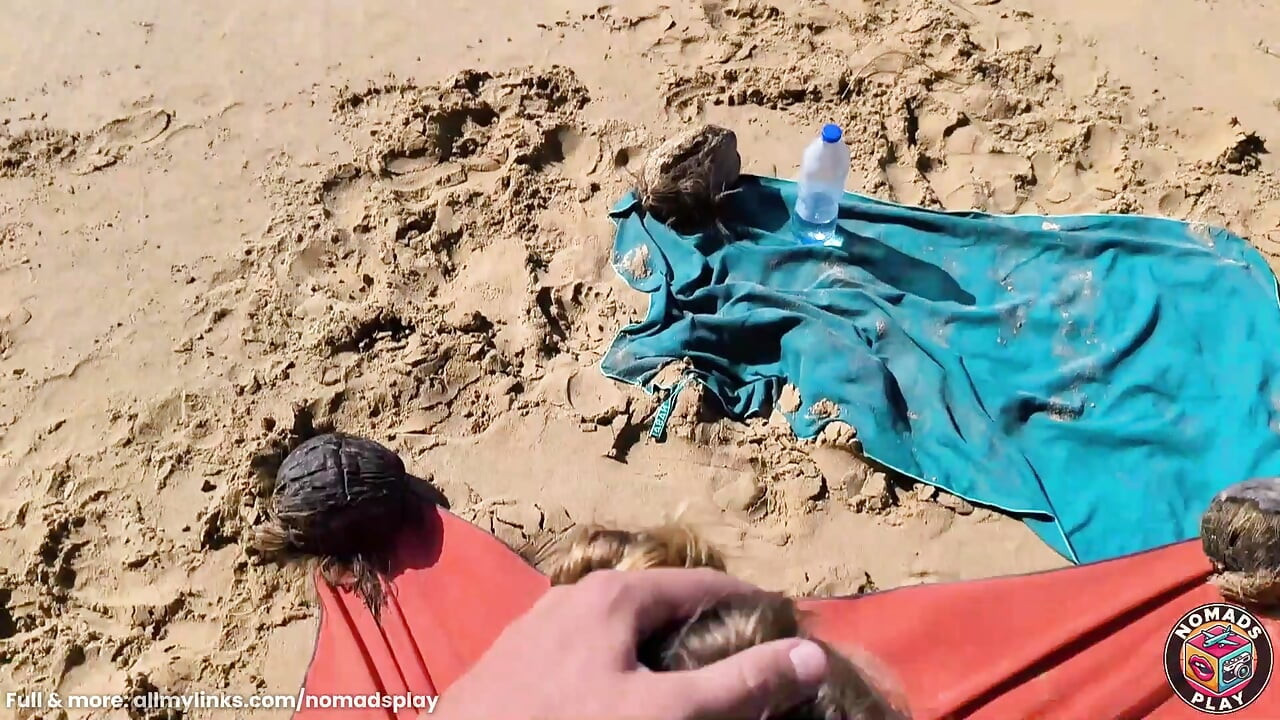 Sucking Him Off on a Windy Tropical Public Beach - Facial in the Breeze