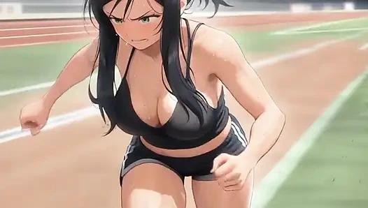 Sweaty Sporty Girl - senam topless dan body care (anime ai)