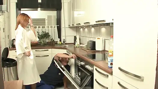 Fucked away by the craftsman in the kitchen