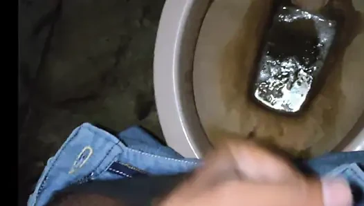 Masturbating in toilet and big cumshot