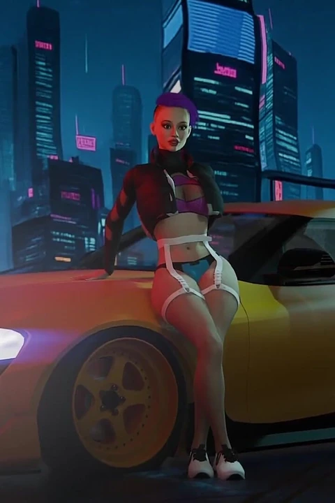 Neon Heat. Sesso appassionato con una calda ragazza formosa di strada nella stanza neon