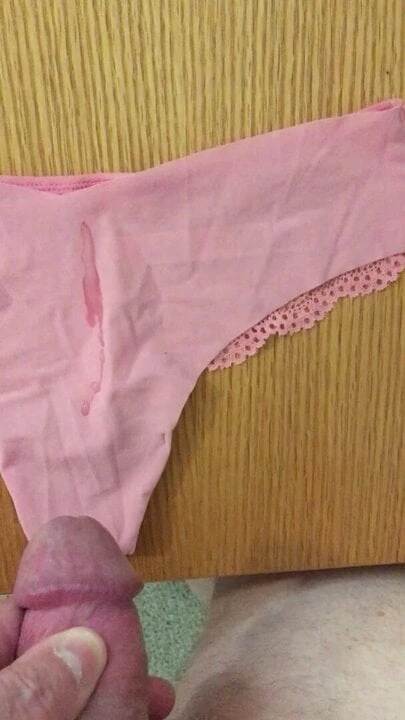 Cumming in my gf pink VS panties