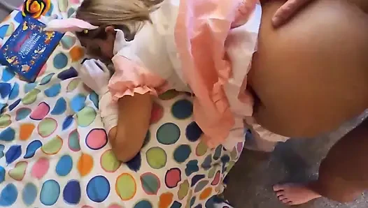 Cosplay Teen Gets Tucked in by Old Man and Rewards Him with Sex