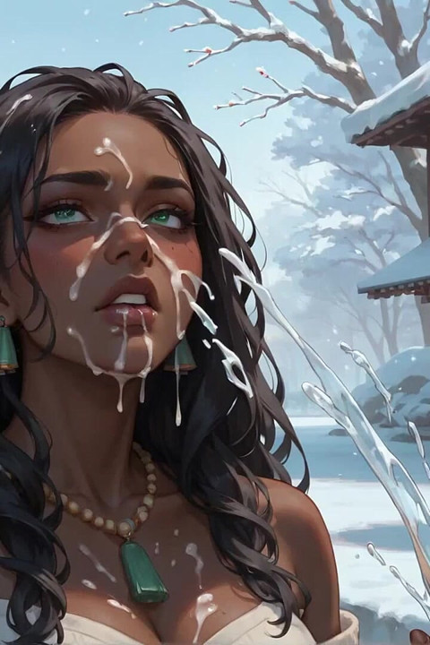 Ebony, Horny, Slutty, and Messy for the First Time in a Snowy Village.